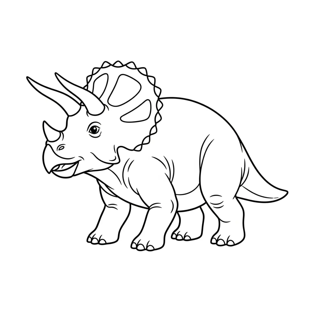 12 Triceratops Ausmalbild (Gratis Dino Malvorlage PDF drucken) Triceratops Malvorlage als schwarz-weiße Ausmalvorlage für Kinder zum kreativen Ausdrucken und Ausmalen mit Dinosaurier-Motiv
