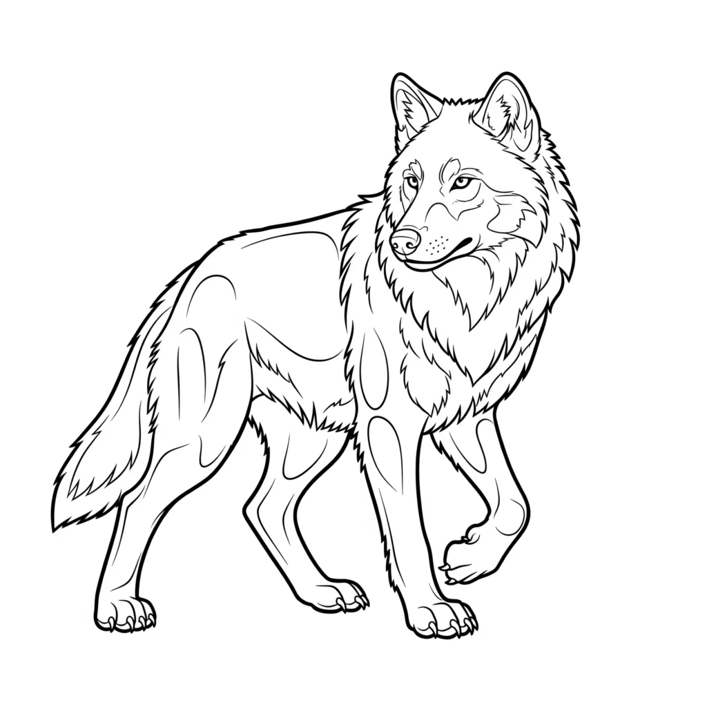 Wolf Ausmalbilder (Kostenlos Malvorlage zum Ausdrucken) Ein einfaches Wolf Ausmalbilder für Kinder zum kostenlosen Ausdrucken