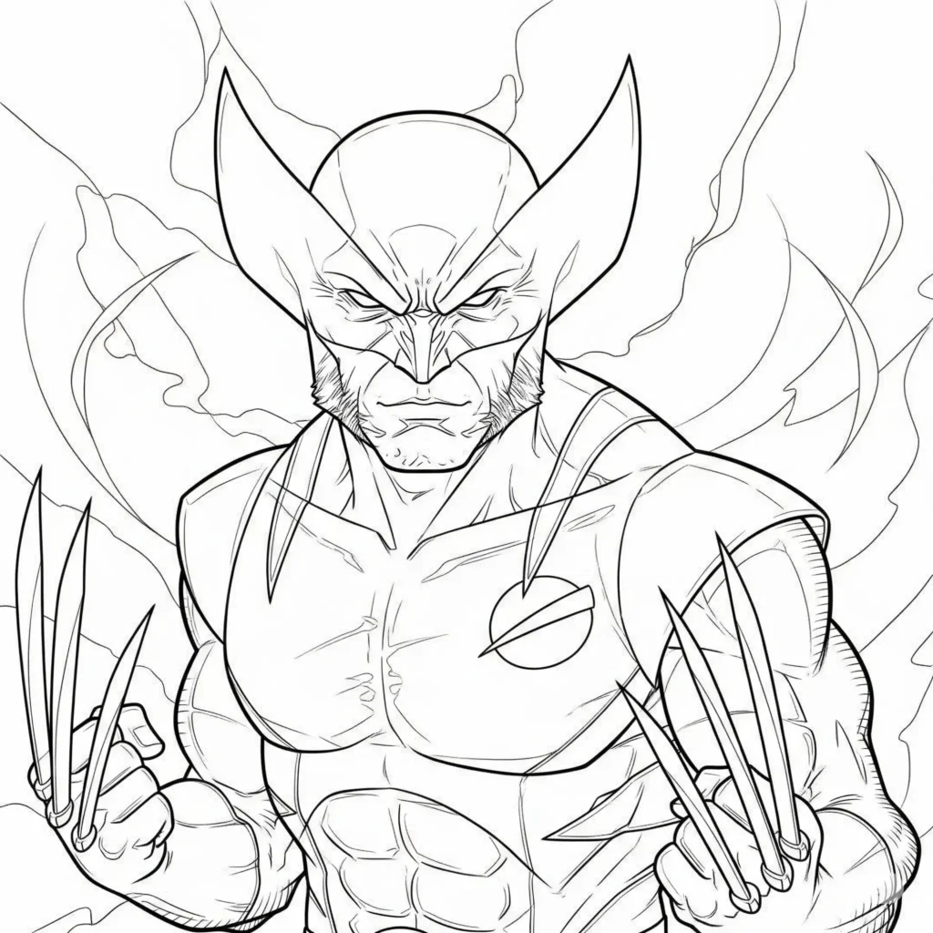 12 Wolverine Ausmalbilder (Superhelden Malvorlage zum drucken) Schwarz-weißes Wolverine Ausmalbilder für Kinder zum Ausdrucken